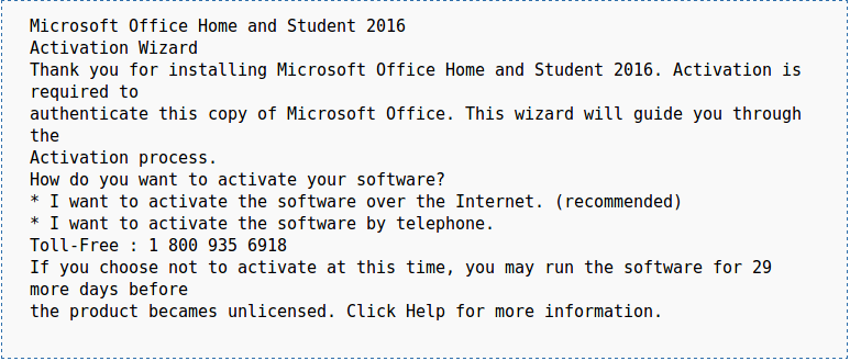 'Microsoft Office Activation Wizard' Tech Support Scam